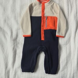 Old Navy Cream and Navy Footie with Orange Accents